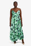 Acler Green Satin 'Hibiscus' Floral Sleeveless Midi Dress Size L