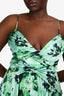 Acler Green Satin 'Hibiscus' Floral Sleeveless Midi Dress Size L