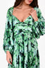 Acler Green Satin 'Larimer' Floral Long Sleeve Midi Dress Size S