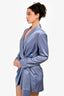 Misha Blue Satin 'Azera' Wrap Long Sleeve Mini Dress Size M