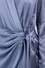 Misha Blue Satin 'Azera' Wrap Long Sleeve Mini Dress Size M