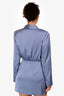 Misha Blue Satin 'Azera' Wrap Long Sleeve Mini Dress Size L