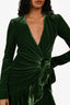 Bardot Green Velvet 'Kala' Wrap Mini Dress Size XS