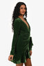 Bardot Green Velvet 'Kala' Wrap Mini Dress Size L