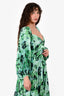 Acler Green Satin 'Larimer' Floral Long Sleeve Midi Dress Size XS