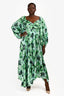 Acler Green Satin 'Larimer' Floral Long Sleeve Midi Dress Size M