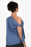 Mossman Blue Satin 'Drop Off' Cold Shoulder Tie Top Size S