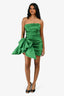 Nicole Bakti Green Ruched Bow Strapless Mini Dress Size XS