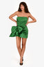 Nicole Bakti Green Ruched Bow Strapless Mini Dress Size L