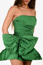 Nicole Bakti Green Ruched Bow Strapless Mini Dress Size L