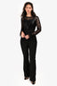 Elle Zeitoune Black 'Remi' Sequin/Feather Jumpsuit Size S