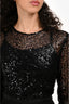 Elle Zeitoune Black 'Remi' Sequin/Feather Jumpsuit Size S