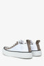 Brunello Cucinelli White/Taupe Suede Leather Monili Trim Platform Sneakers Size 37