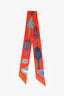 Hermès Orange/Blue Silk Graphic Print Twilly