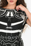 Hermès Black/White Silk Graphic Print Dress with Belt Size 36