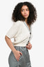 Brunello Cucinelli White Cable Knit Trim Detail Short Sleeve Cardigan Size XX-Small