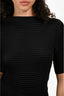 Issey Miyake Black Pleated High Neck Short Sleeve Top Size 2