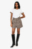 3.1 Phillip Lim Brown Wool Houndstooth High Waisted Shorts Estimated Size S/M