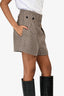 3.1 Phillip Lim Brown Wool Houndstooth High Waisted Shorts Estimated Size S/M