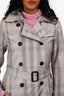 Burberry Taupe Nylon Tartan Pattern Trench Coat Size 4 US with Belt