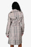 Burberry Taupe Nylon Tartan Pattern Trench Coat Size 4 US with Belt
