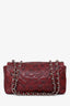 Pre-Loved Chanel™ 2011 Burgundy Lucky Charms Embossed Medium Single Flap Silver Hardware