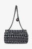 Pre-Loved Chanel™ 2014 Black/White Nylon Polka Dot Printed Medium Classic Single Flap Silver Hardware
