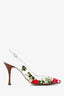 Dolce & Gabbana White Floral Pattern Slingback Pumps Size 36