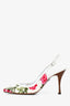 Dolce & Gabbana White Floral Pattern Slingback Pumps Size 36
