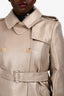 Max Mara Metallic Gold Wool Double Breasted Belted Coat Size 8
