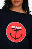 Prada 2018 Navy Wool Anchor Print Logo Sweater Size 46