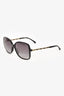 Pre-Loved Chanel™ Black Leather Braiding Detail Square Sunglasses