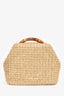 Cult Gaia Beige Raffia Mini Basket Bamboo Top Handle with Strap