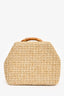 Cult Gaia Beige Raffia Mini Basket Bamboo Top Handle with Strap