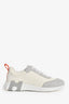 Hermès White Technical Mesh/Grey Suede 'Bouncing' Sneakers Size 38 Mens