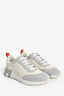 Hermès White Technical Mesh/Grey Suede 'Bouncing' Sneakers Size 38 Mens