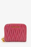 Miu Miu Pink Matelassé Leather Card Holder