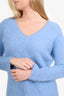 Sandro Blue Angora V-Neck Sweater Size 2