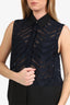 3.1 Phillip Lim Black/Navy Silk Lace Blouse Size 6