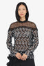 Lace Detail Black/White Floral Lace Long Sleeve Top Estimated Size M