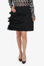 MSGM Black Ruffle Detail Mini Skirt Size 44