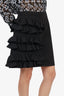 MSGM Black Ruffle Detail Mini Skirt Size 44