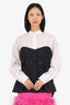 Sacai Black/White Corset Layered Poplin Peplum Blouse Size 3