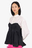 Sacai Black/White Corset Layered Poplin Peplum Blouse Size 3