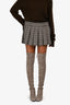 Miu Miu 2023 Brown/Grey Houndstooth Wool Pleated Mini Skirt Size 38