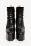 Valentino Black Leather 'V' Platform Heeled Boots Size 38