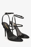 Saint Laurent Black Satin Strappy Pointed Heels Size 37.5