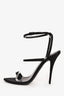 Saint Laurent Black Satin Strappy Pointed Heels Size 37.5