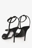 Saint Laurent Black Satin Strappy Pointed Heels Size 37.5