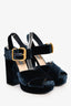 Prada Navy Velvet Crisscross Platform Heels Size 38